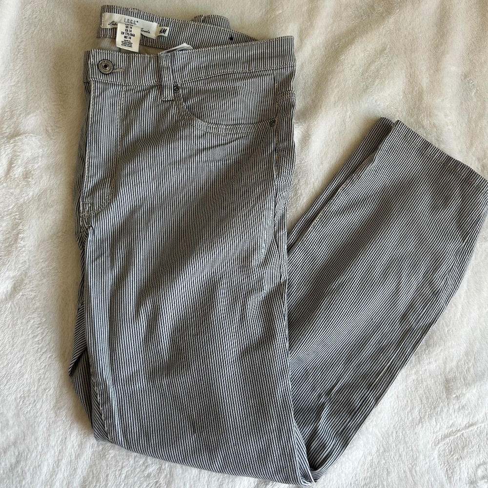 Blue and White Striped H&M Railroad Pants